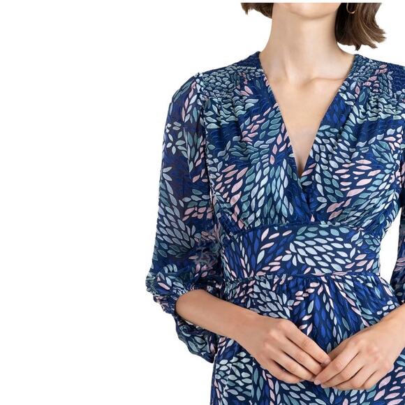 Shoshanna Tiered Embroidered Zanita Multicolor Long Sleeve Midi Dress Size 2 - Picture 2 of 16